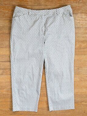 Vintage Cropped Floral Cotton Pants Plus Size 1X (14W) 35" Waist Talbots Capris